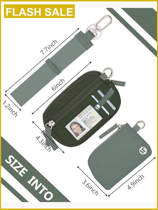 CHENSPRX RFID Travel Wallet with Lanyard, Minimalist Zipper  Nylon RFID Wristlet Wallet with Coin Purse & Keychain